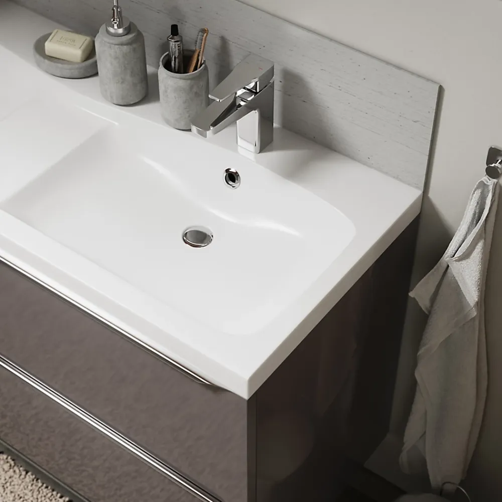 GoodHome Plan double vasque en résine blanc Mila 120 cm