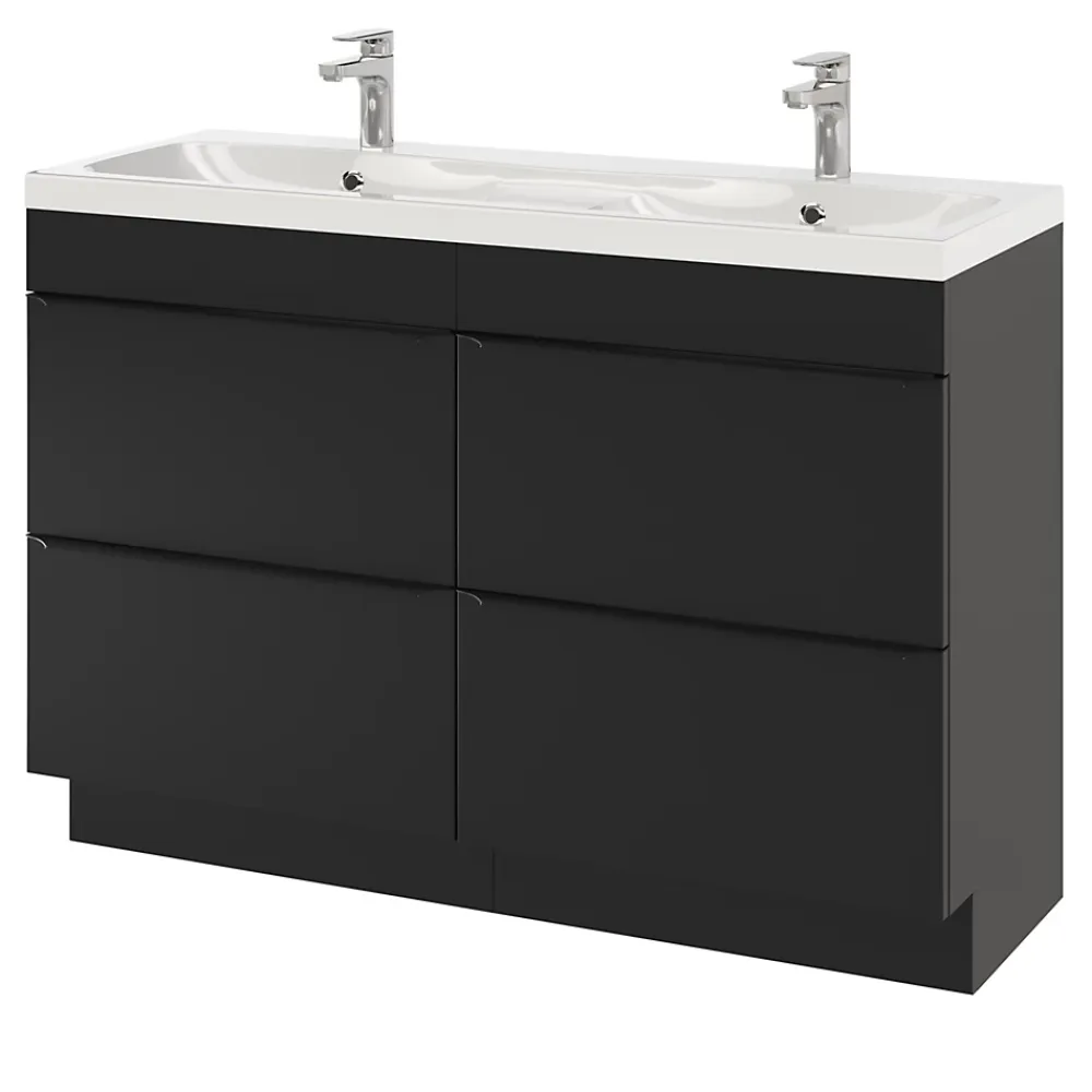 GoodHome Plan double vasque en résine blanc Mila 120 cm
