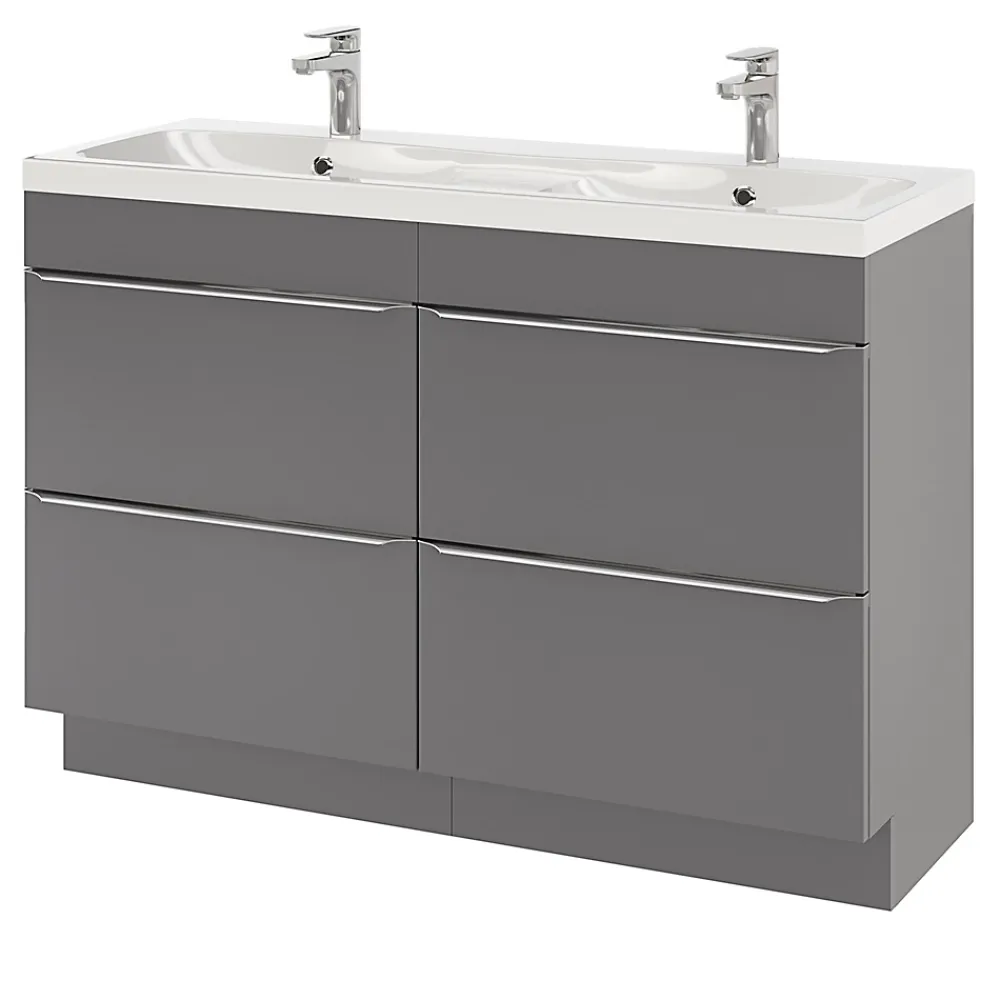 GoodHome Plan double vasque en résine blanc Mila 120 cm