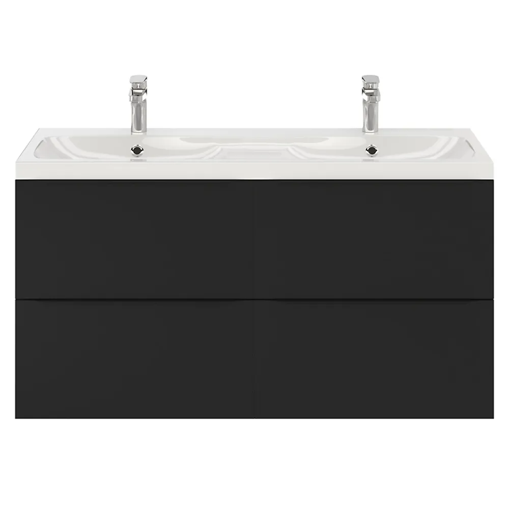 GoodHome Plan double vasque en résine blanc Mila 120 cm