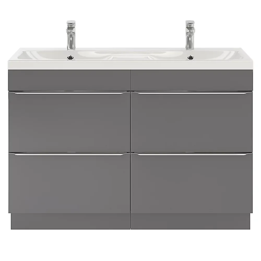 GoodHome Plan double vasque en résine blanc Mila 120 cm