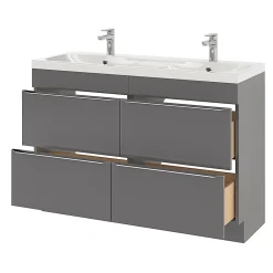GoodHome Plan double vasque en résine blanc Mila 120 cm