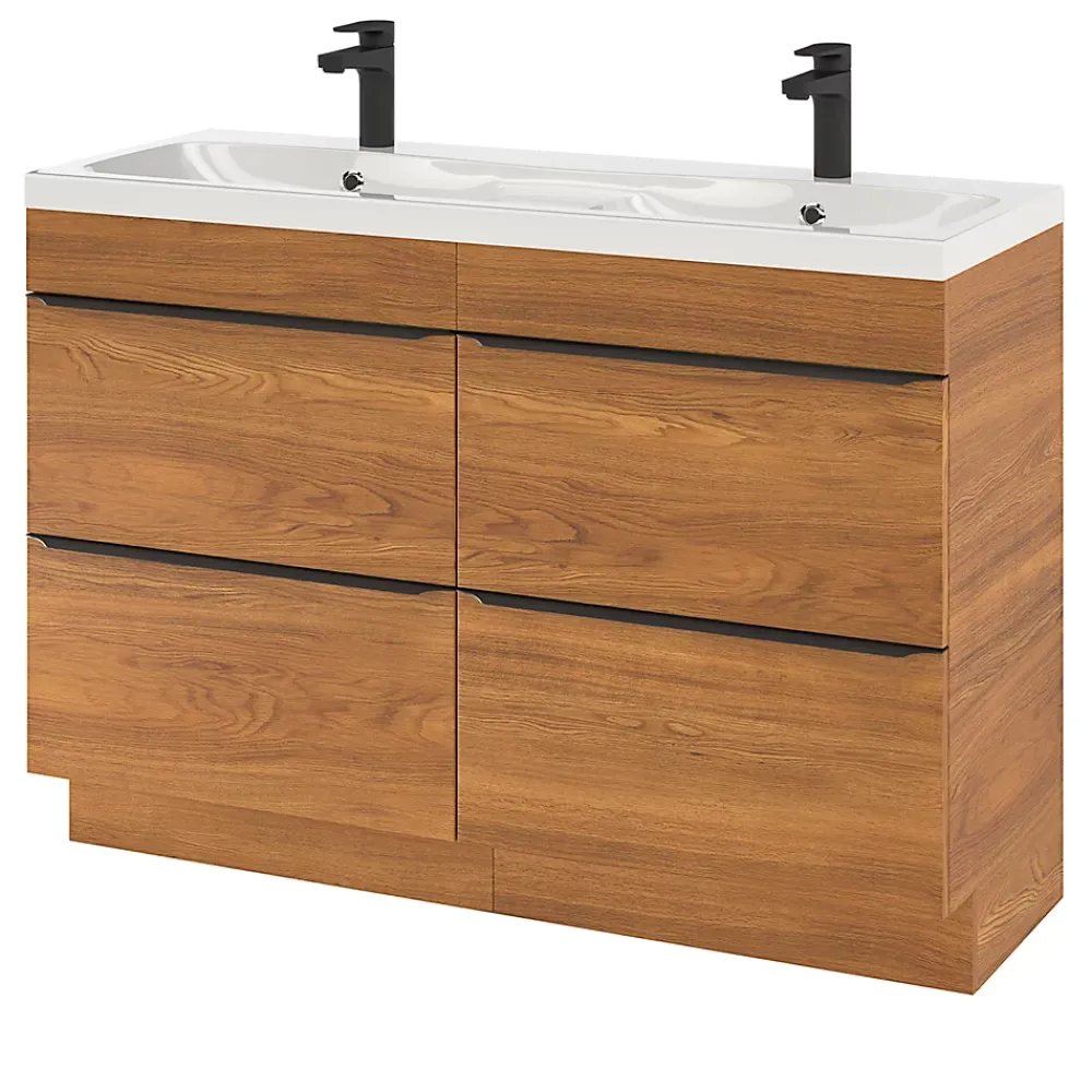GoodHome Plan double vasque en résine blanc Mila 120 cm