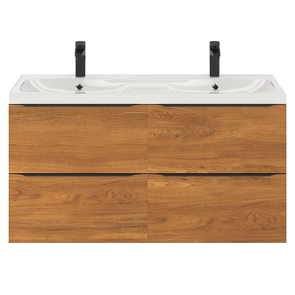 GoodHome Plan double vasque en résine blanc Mila 120 cm