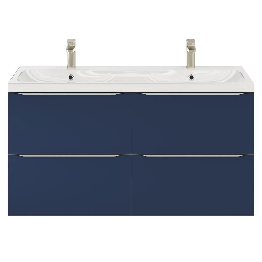 GoodHome Plan double vasque en résine blanc Mila 120 cm