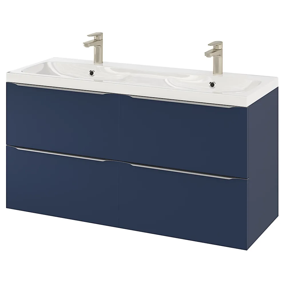 GoodHome Plan double vasque en résine blanc Mila 120 cm