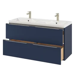 GoodHome Plan double vasque en résine blanc Mila 120 cm