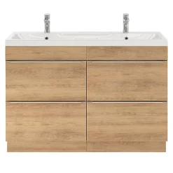 GoodHome Plan double vasque en résine blanc Mila 120 cm