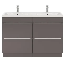 GoodHome Plan double vasque en résine blanc Mila 120 cm
