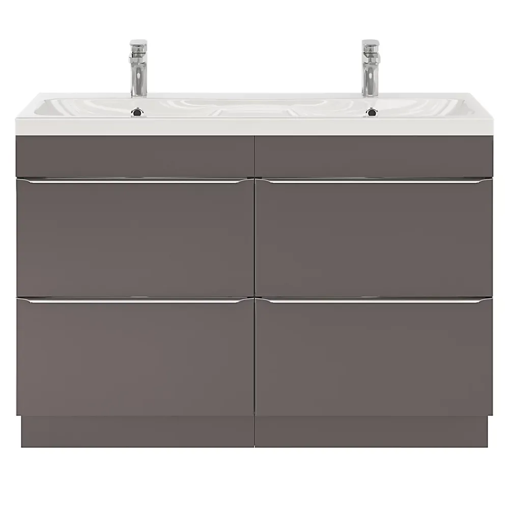 GoodHome Plan double vasque en résine blanc Mila 120 cm