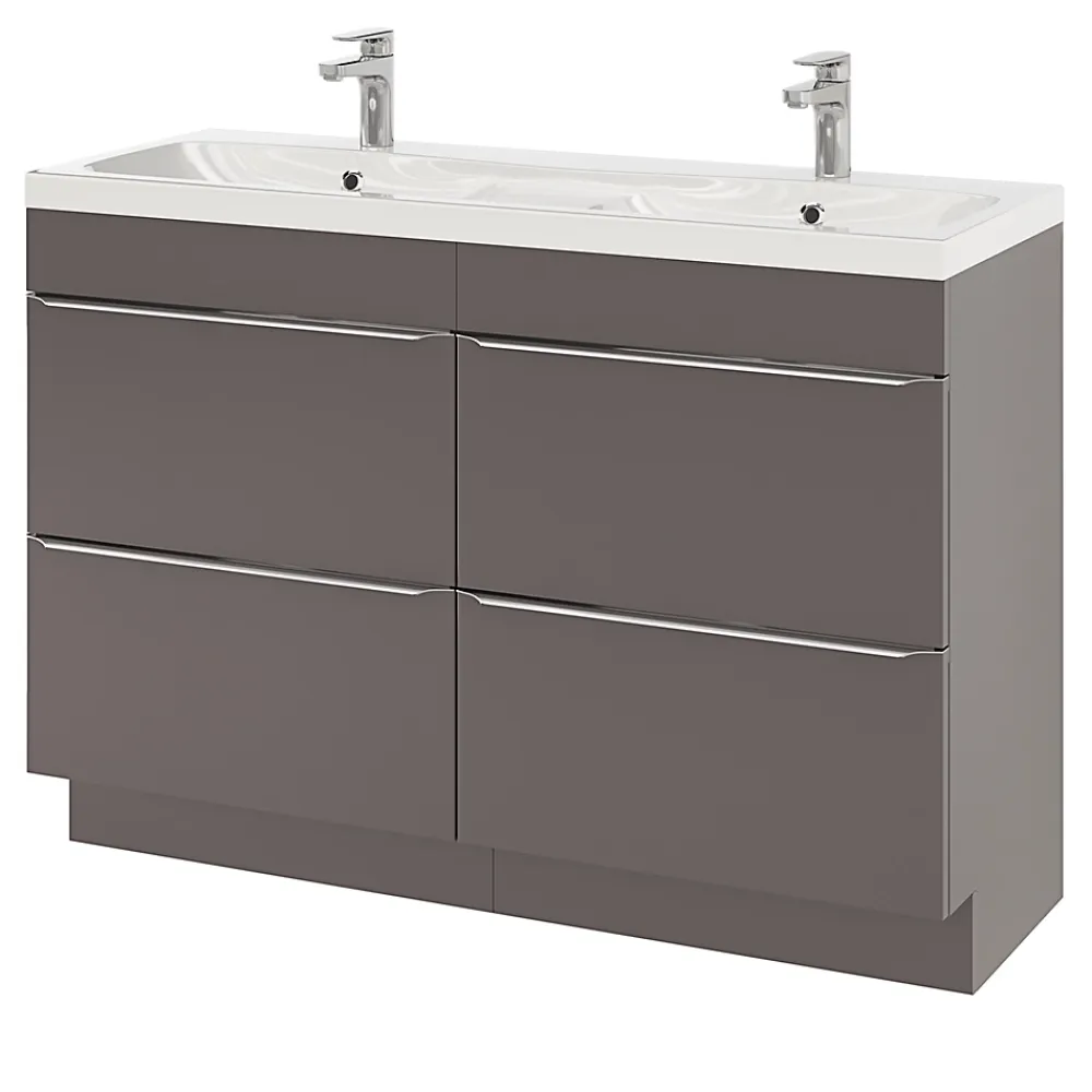 GoodHome Plan double vasque en résine blanc Mila 120 cm