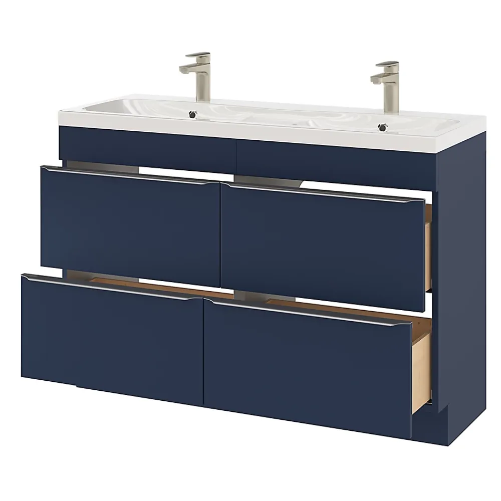 GoodHome Plan double vasque en résine blanc Mila 120 cm