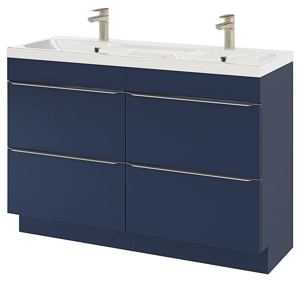 GoodHome Plan double vasque en résine blanc Mila 120 cm