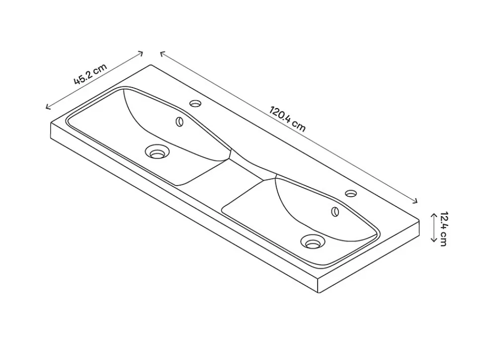 GoodHome Plan double vasque en résine blanc Mila 120 cm