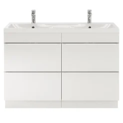 GoodHome Plan double vasque en résine blanc Mila 120 cm