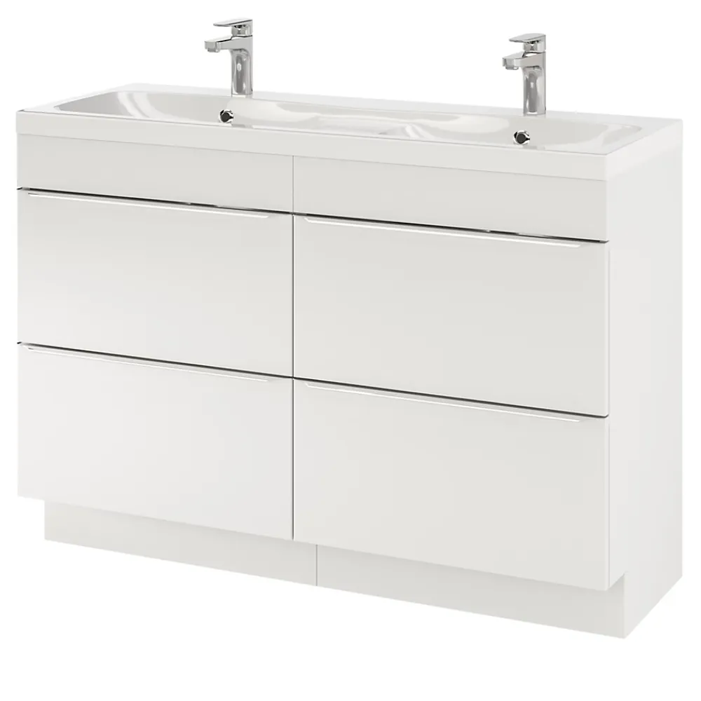 GoodHome Plan double vasque en résine blanc Mila 120 cm
