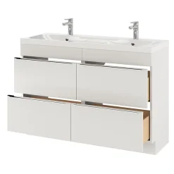 GoodHome Plan double vasque en résine blanc Mila 120 cm