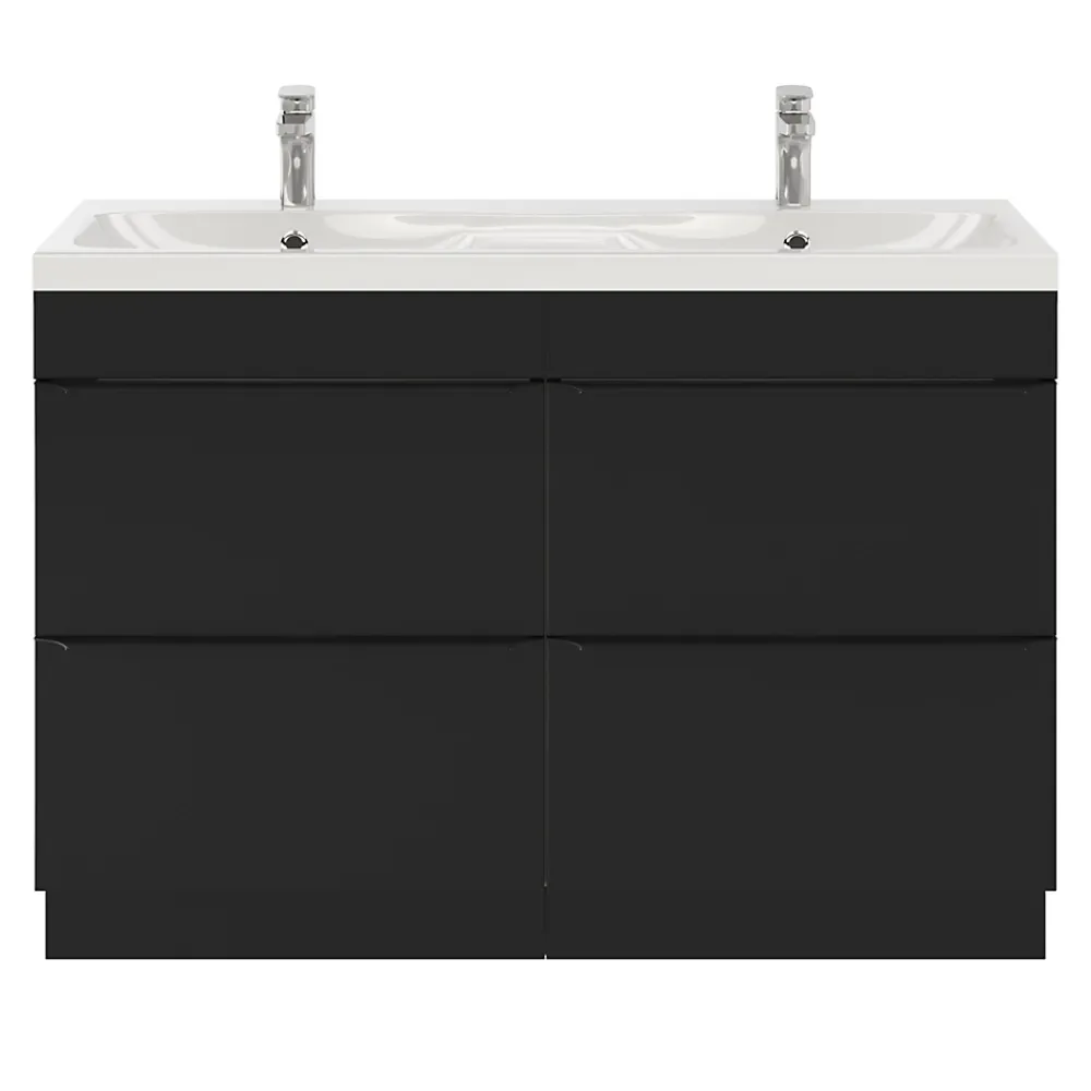 GoodHome Plan double vasque en résine blanc Mila 120 cm