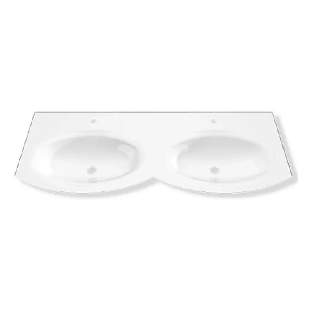Plan double vasque en résine blanc Vague 138 cm