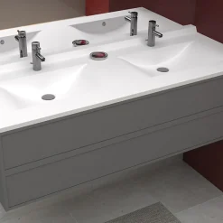Cuisibane Plan double vasque en résine de synthèse RESIPLAN - 140 cm