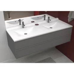 Cuisibane Plan double vasque en résine de synthèse RESIPLAN - 140 cm