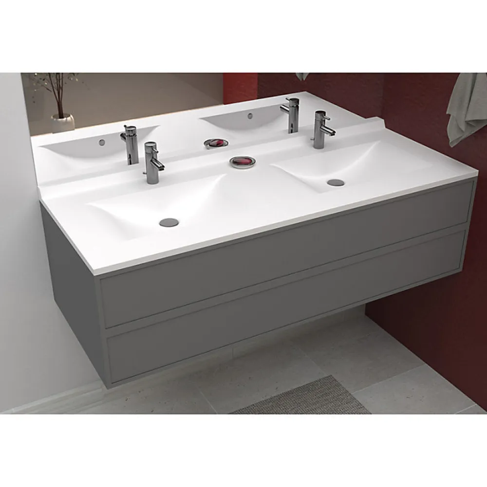 Cuisibane Plan double vasque en résine de synthèse RESIPLAN - 140 cm
