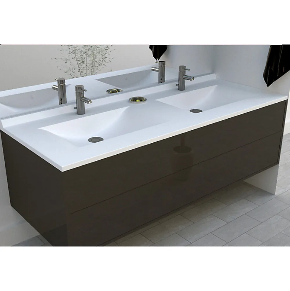 Cuisibane Plan double vasque en résine de synthèse RESIPLAN - 140 cm