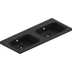 Ipiemme SRL Plan double vasque noir en résine l.120 cm, Pura+