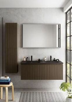 Ipiemme SRL Plan double vasque noir en résine l.120 cm, Pura+