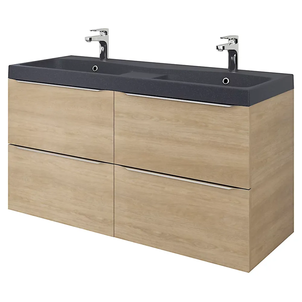 GoodHome Plan double vasque noir Mila 120 cm