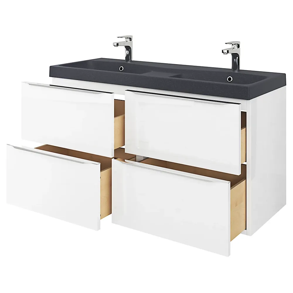 GoodHome Plan double vasque noir Mila 120 cm