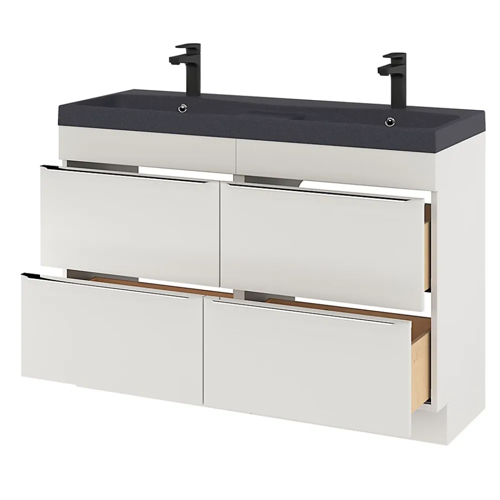 GoodHome Plan double vasque noir Mila 120 cm
