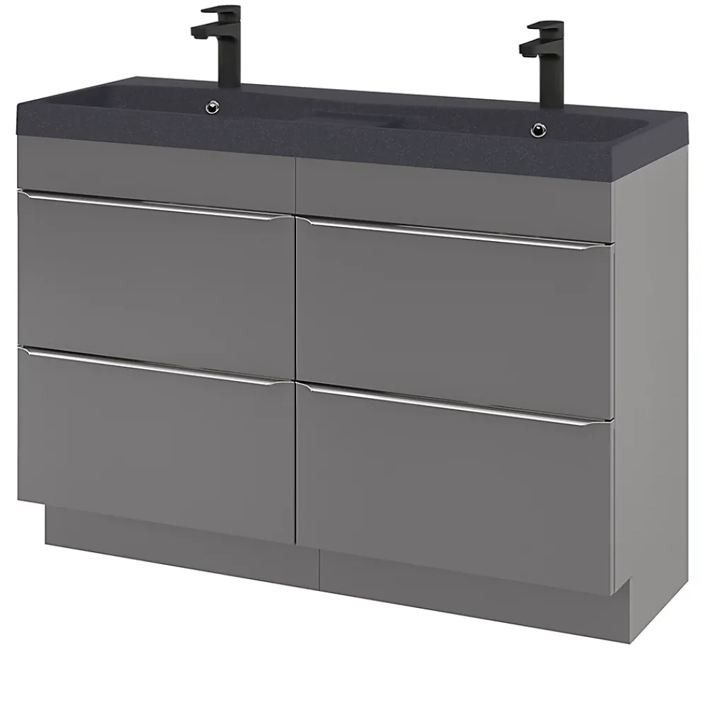 GoodHome Plan double vasque noir Mila 120 cm