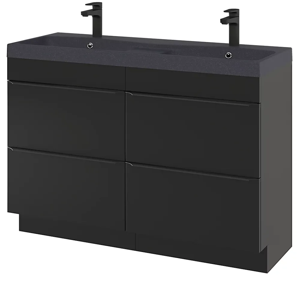 GoodHome Plan double vasque noir Mila 120 cm