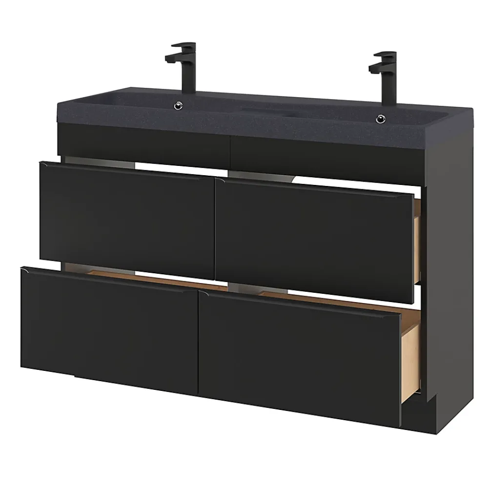 GoodHome Plan double vasque noir Mila 120 cm