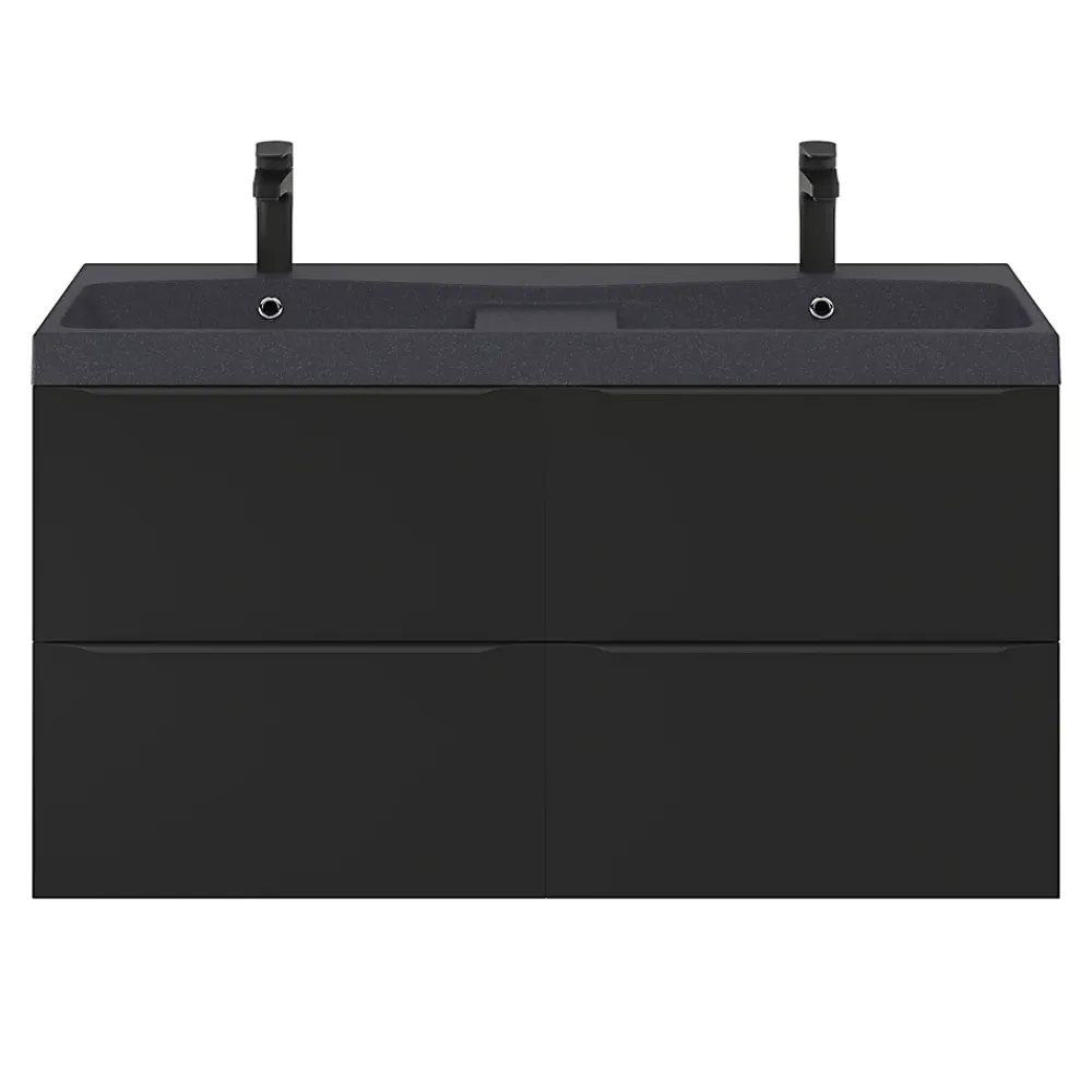 GoodHome Plan double vasque noir Mila 120 cm