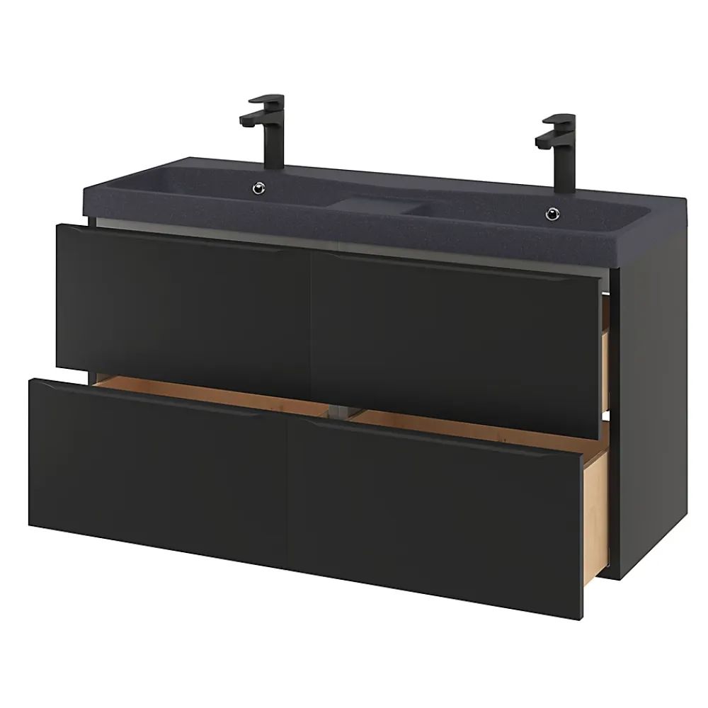 GoodHome Plan double vasque noir Mila 120 cm