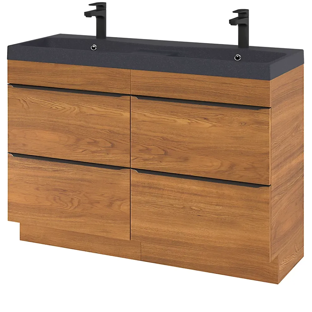 GoodHome Plan double vasque noir Mila 120 cm