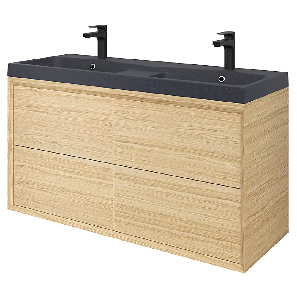 GoodHome Plan double vasque noir Mila 120 cm