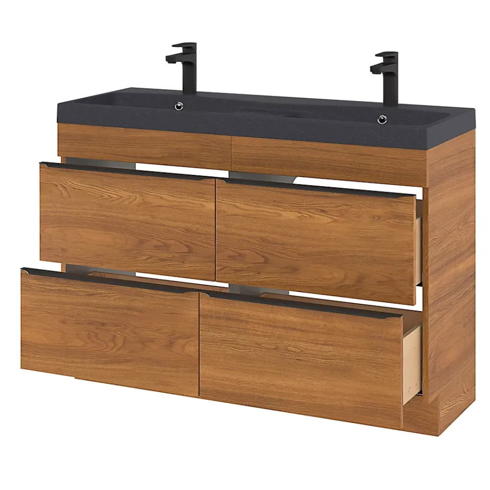 GoodHome Plan double vasque noir Mila 120 cm