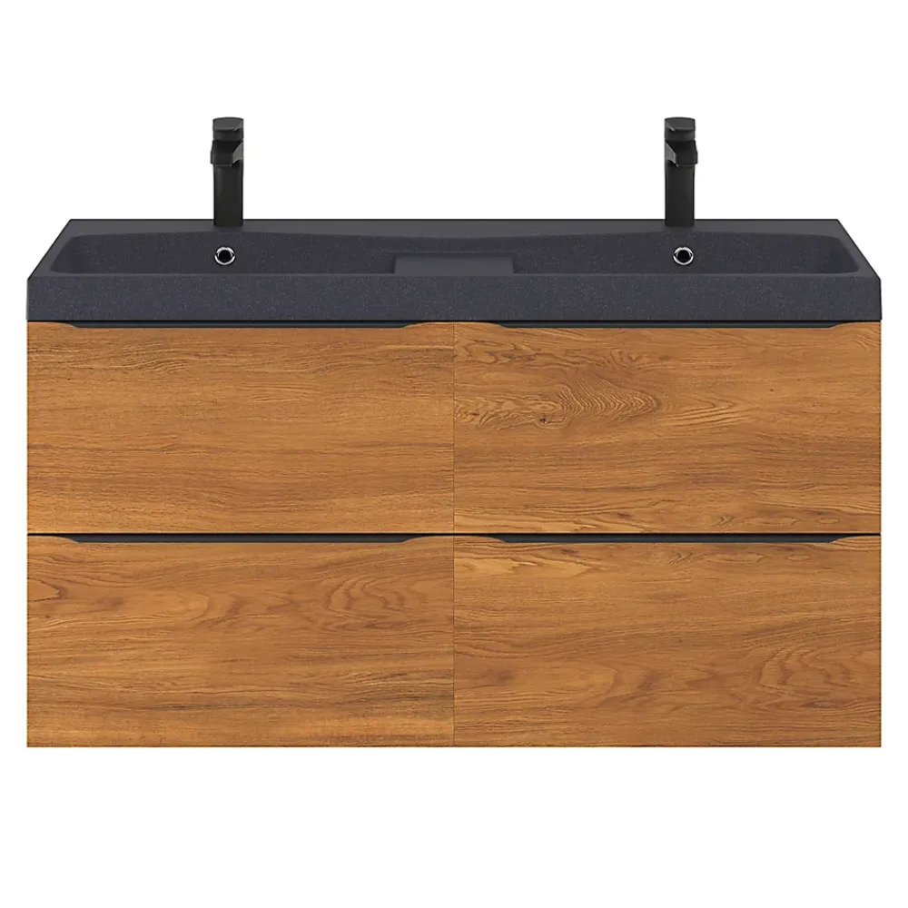 GoodHome Plan double vasque noir Mila 120 cm