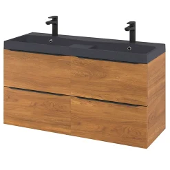 GoodHome Plan double vasque noir Mila 120 cm