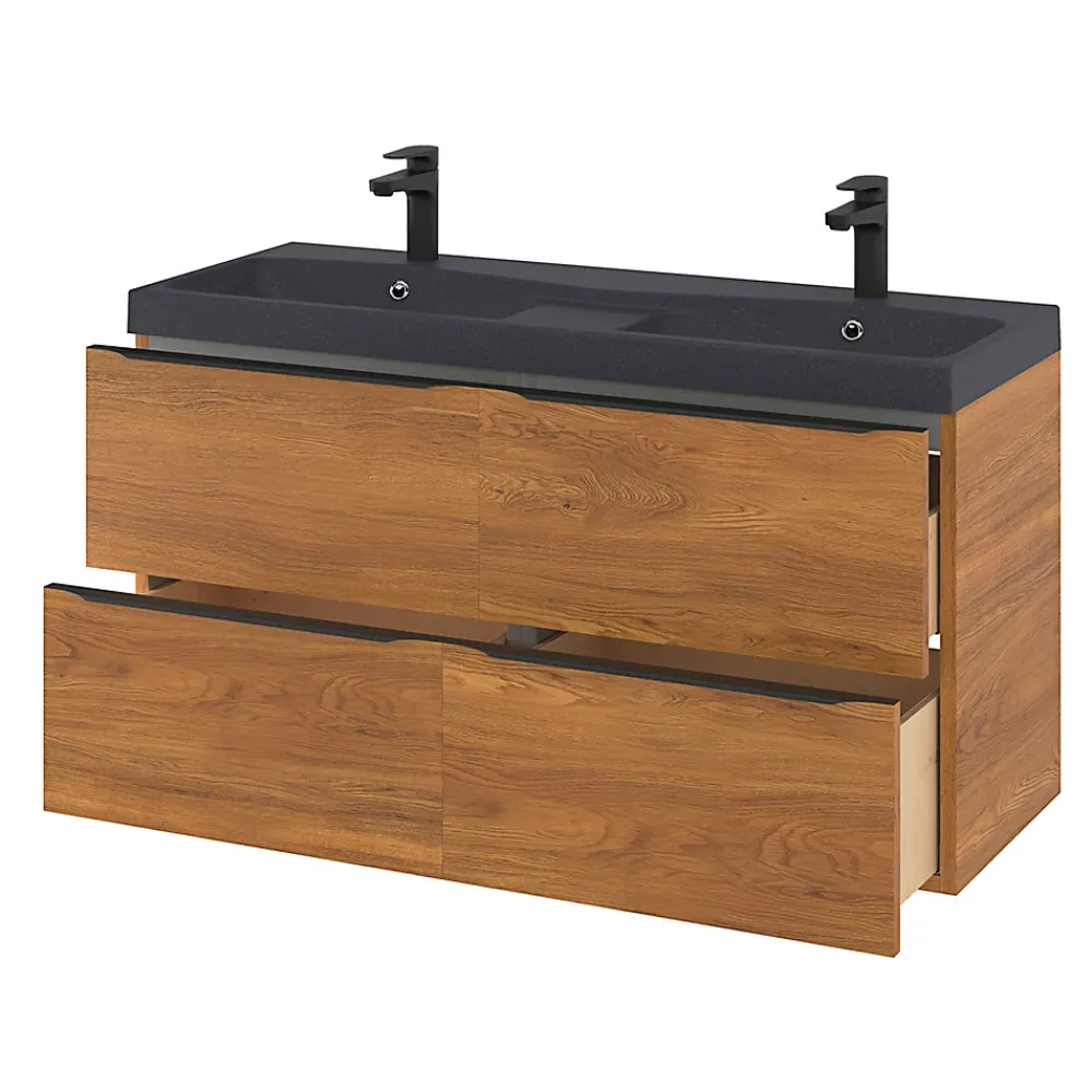 GoodHome Plan double vasque noir Mila 120 cm
