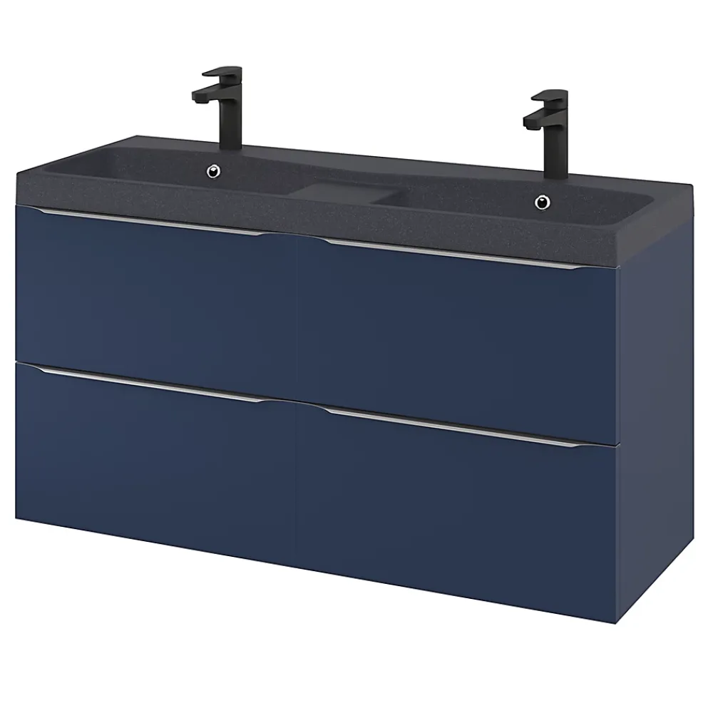 GoodHome Plan double vasque noir Mila 120 cm