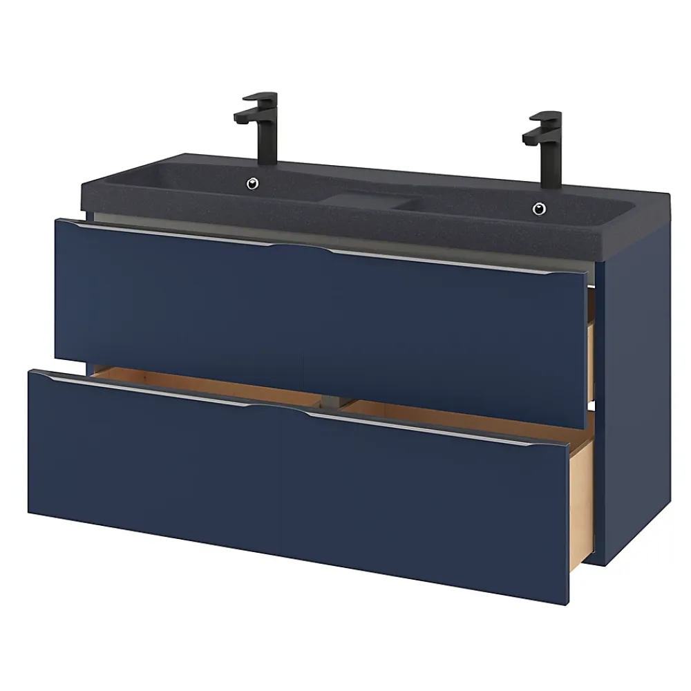GoodHome Plan double vasque noir Mila 120 cm