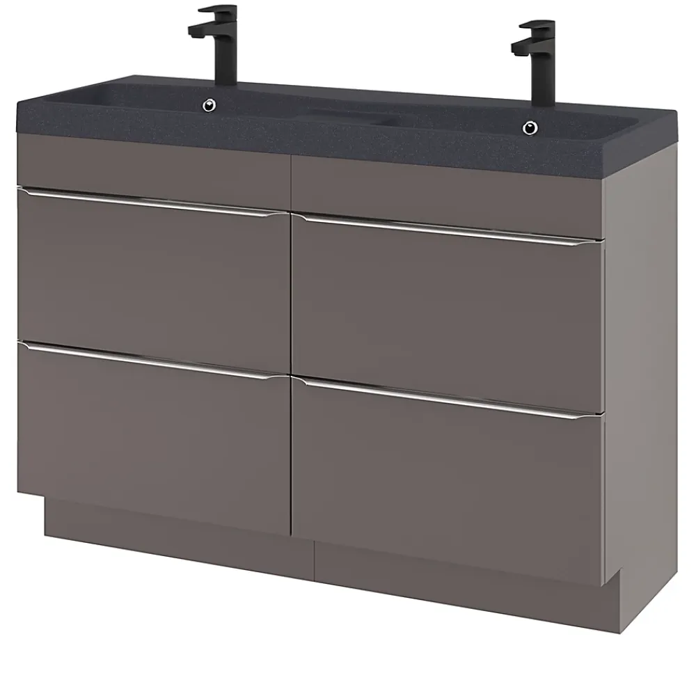 GoodHome Plan double vasque noir Mila 120 cm