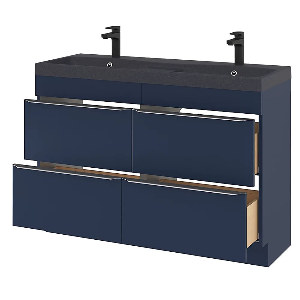 GoodHome Plan double vasque noir Mila 120 cm