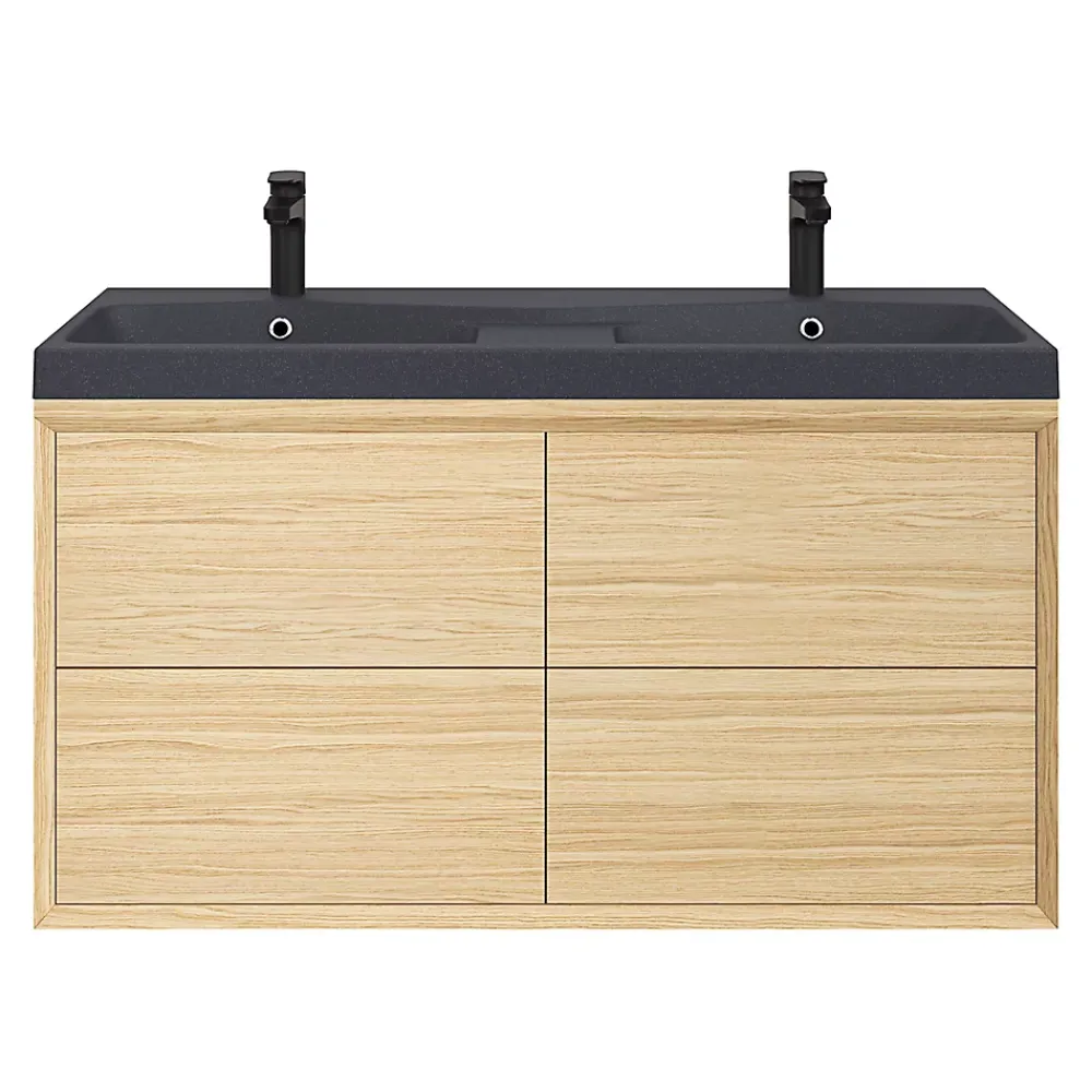 GoodHome Plan double vasque noir Mila 120 cm