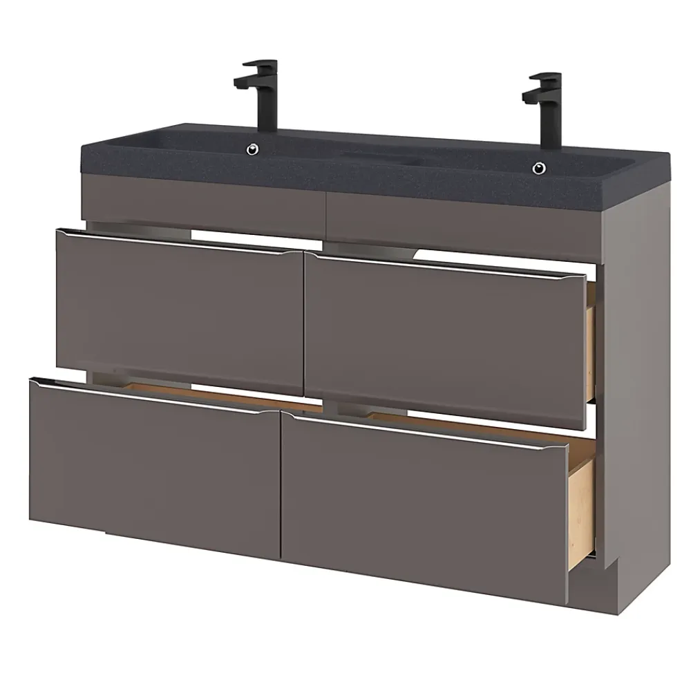 GoodHome Plan double vasque noir Mila 120 cm