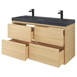GoodHome Plan double vasque noir Mila 120 cm